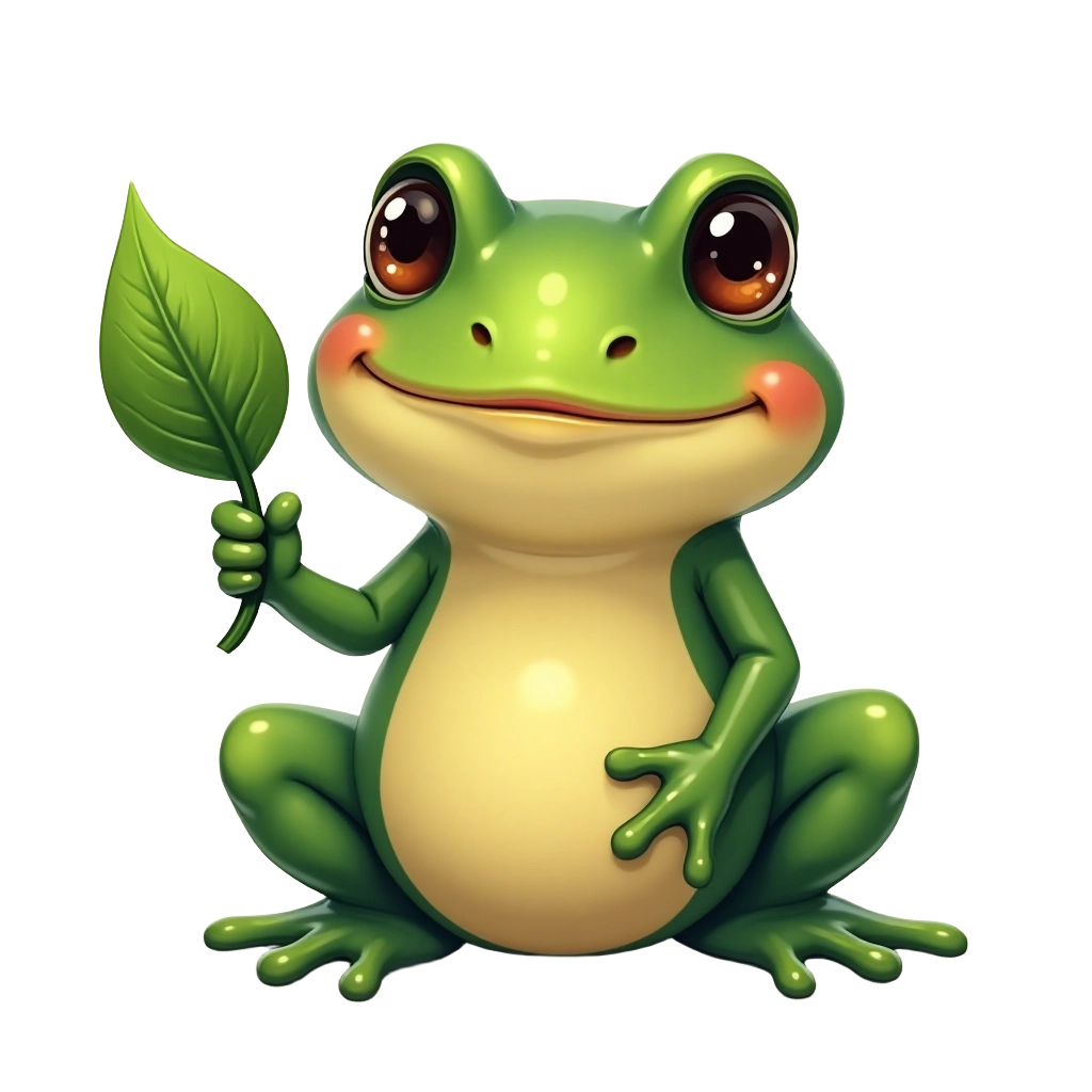 Friendly Frog with Leaf